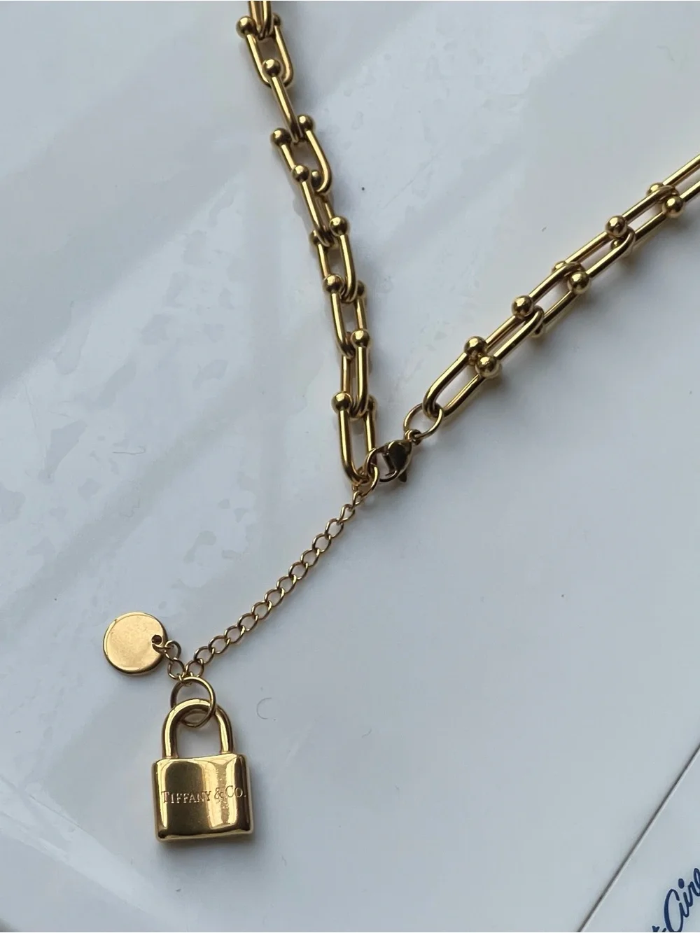 Tiffany-Style HardWear Lock Necklace | Gold-Plated Chunky Link